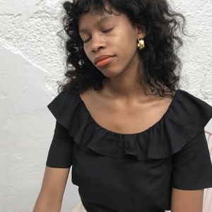 Side Party Ruffled Linen Top